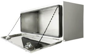 open stainless steel tool box